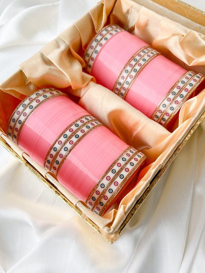 Classic Chooda in Light Pink (2 hands) Bangles THE KUNDAN SHOP 