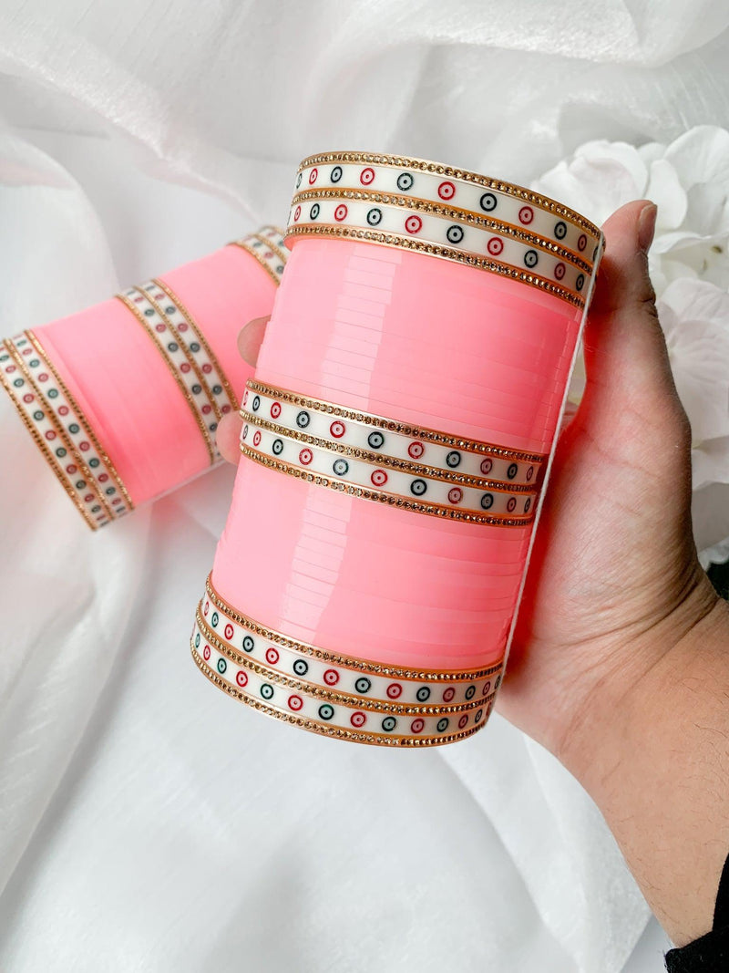 Classic Chooda in Light Pink (2 hands) Bangles THE KUNDAN SHOP 