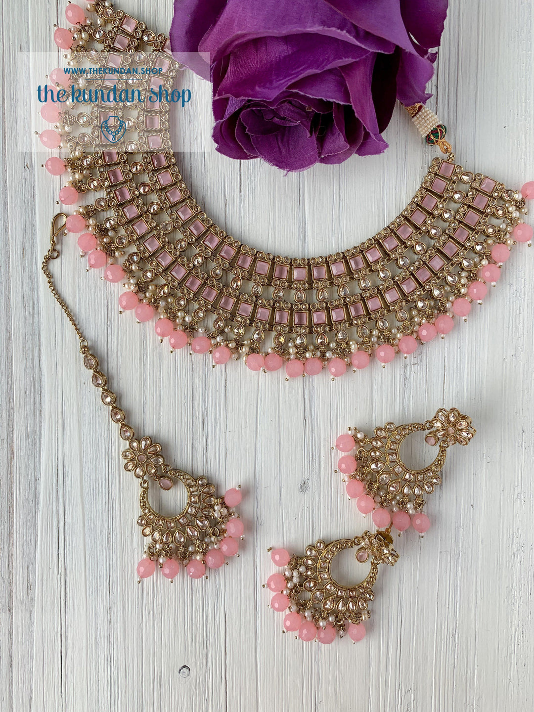Spoiled in Light Pink Necklace Sets THE KUNDAN SHOP 