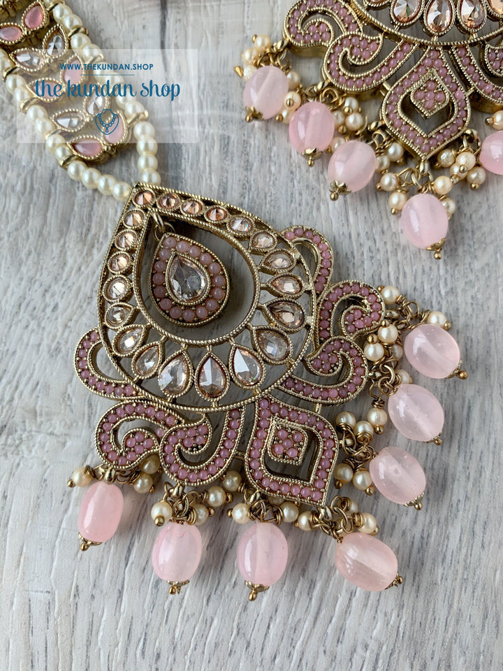 At Ease in Light Pink Earrings + Tikka THE KUNDAN SHOP 