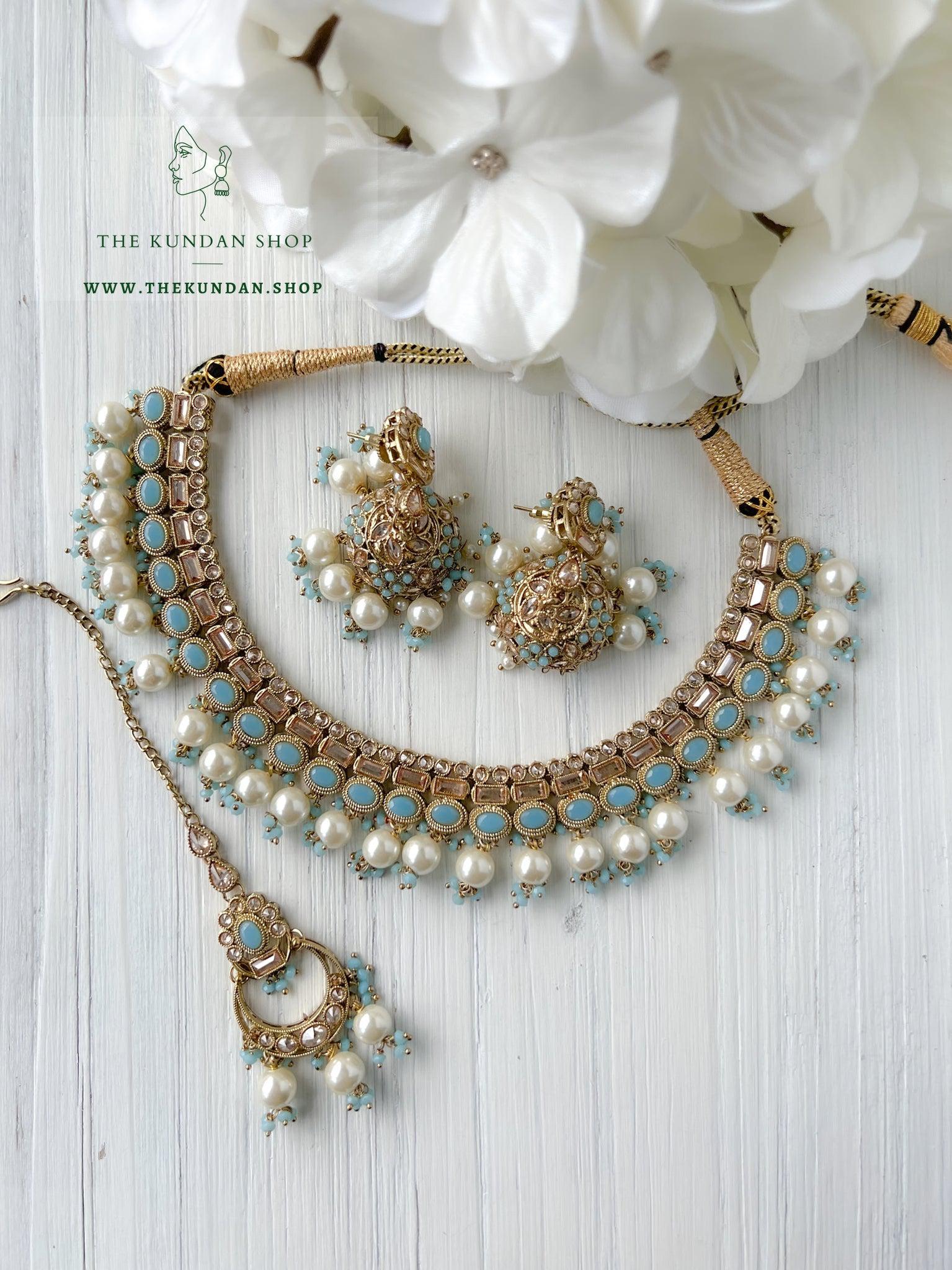 Good Intentions in Light Blue Necklace Sets THE KUNDAN SHOP 