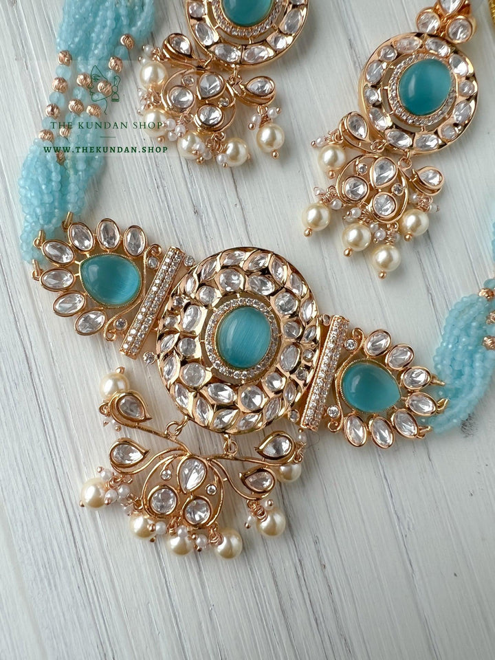 Idyllic Kundan in Blue Necklace Sets THE KUNDAN SHOP 