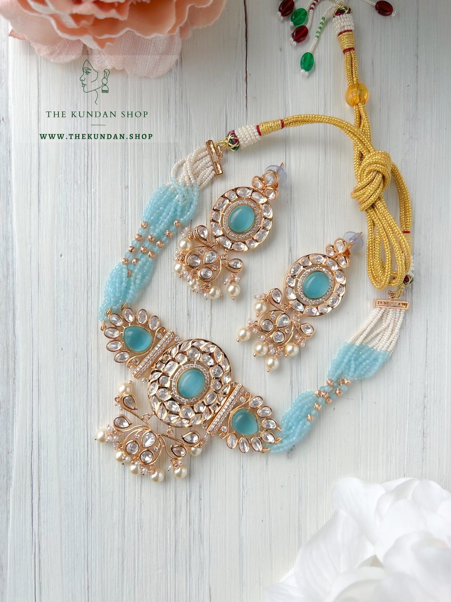 Idyllic Kundan in Blue Necklace Sets THE KUNDAN SHOP 