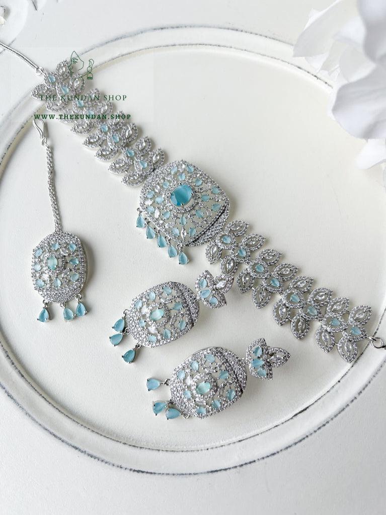Boundless in Silver & Sky Blue Necklace Sets THE KUNDAN SHOP 