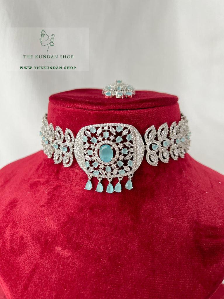 Boundless in Silver & Sky Blue Necklace Sets THE KUNDAN SHOP 