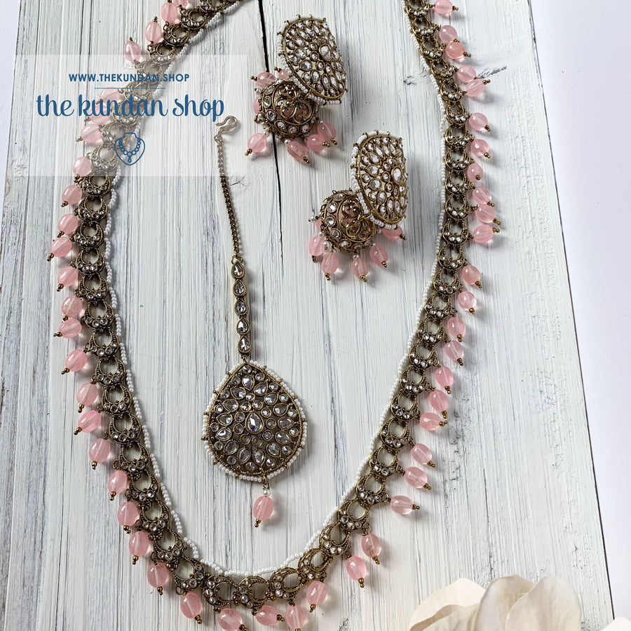 Chains Of Polki - Pink, Necklace Sets - THE KUNDAN SHOP