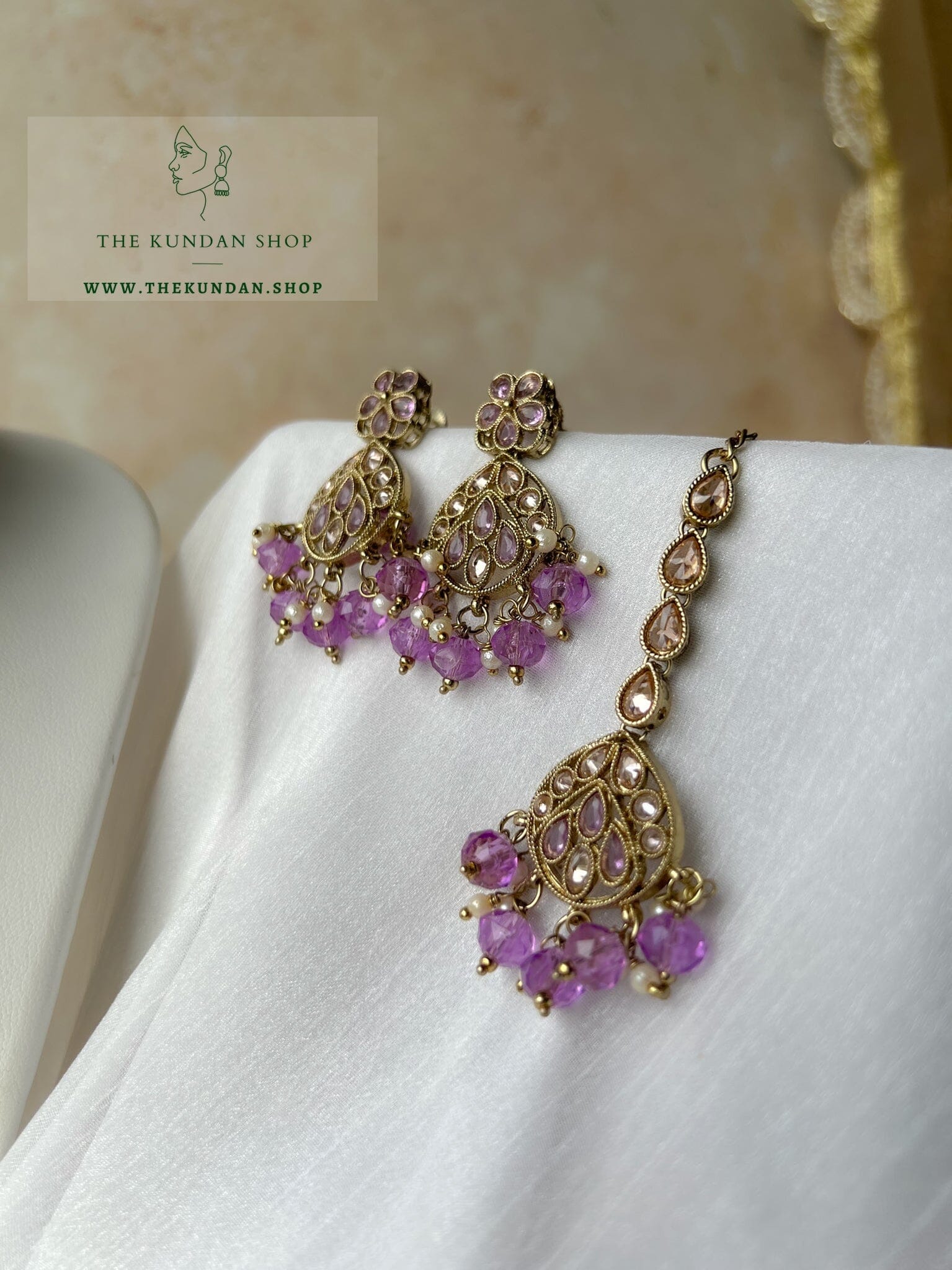 Imagine Polki in Lilac Necklace Sets THE KUNDAN SHOP 