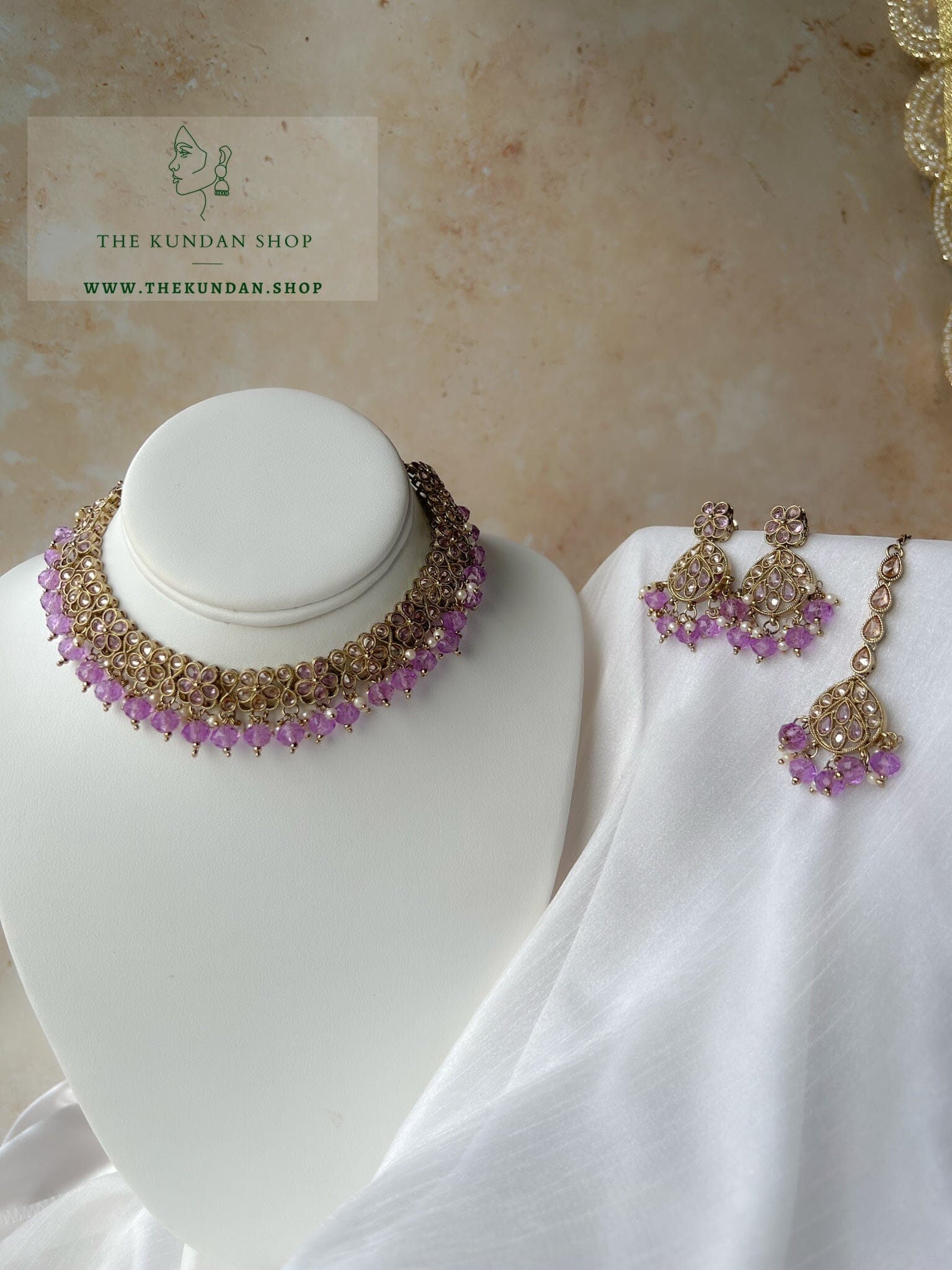 Imagine Polki in Lilac Necklace Sets THE KUNDAN SHOP 