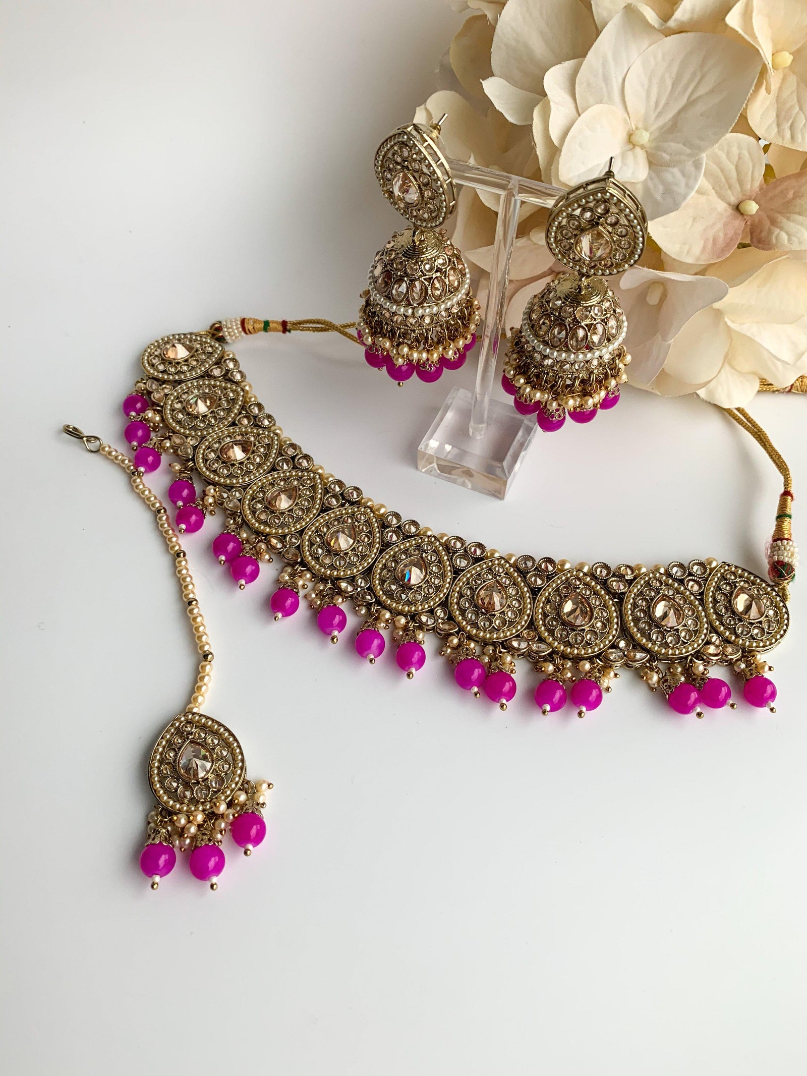 Ideal in Magenta Necklace Sets THE KUNDAN SHOP 