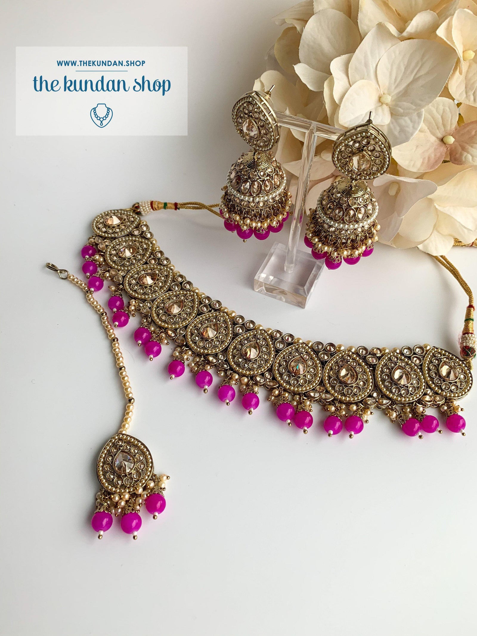 Ideal in Magenta Necklace Sets THE KUNDAN SHOP 