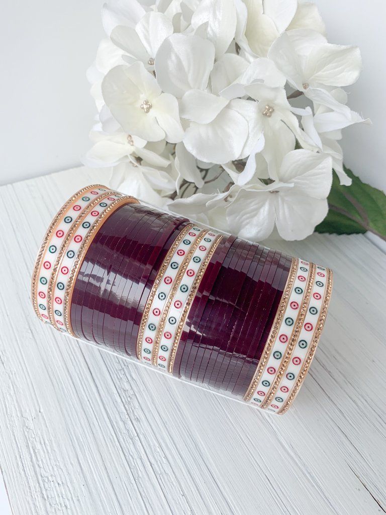 Classic Chooda in Maroon Bangles THE KUNDAN SHOP 