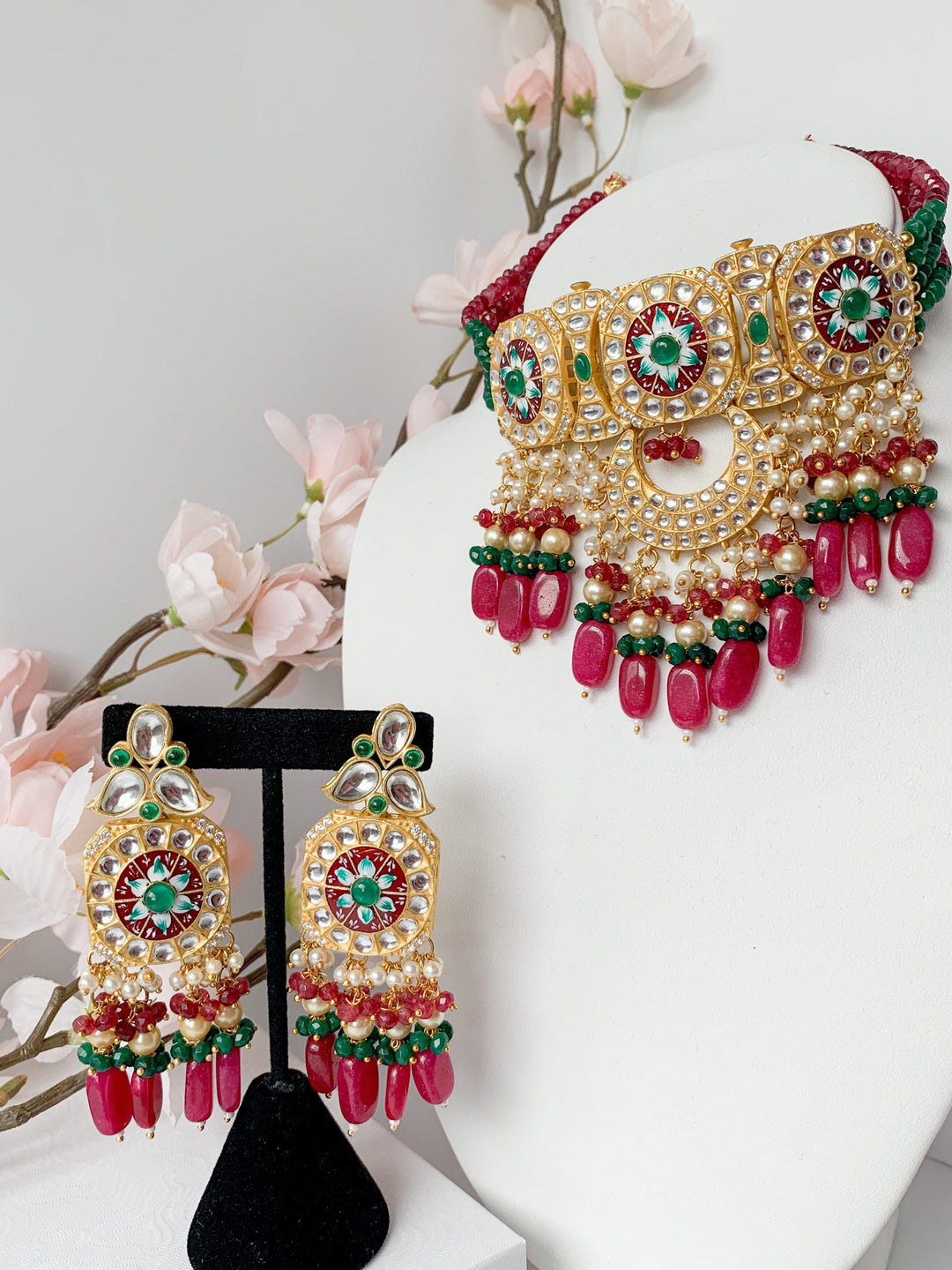 Resistance in Emerald & Ruby Necklace Sets THE KUNDAN SHOP 
