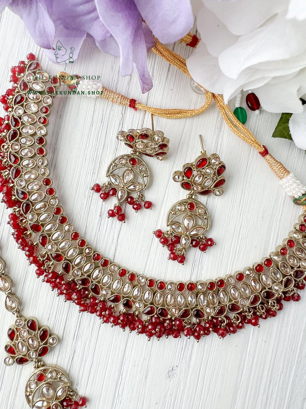 Sensitive in Maroon Necklace Sets THE KUNDAN SHOP 