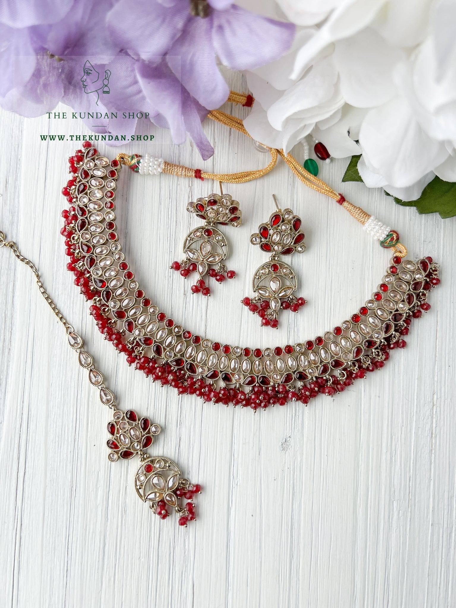 Sensitive in Maroon Necklace Sets THE KUNDAN SHOP 