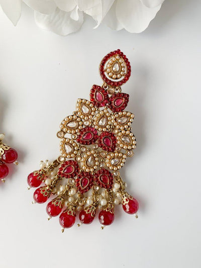 Plentiful in Maroon Earrings + Tikka THE KUNDAN SHOP 