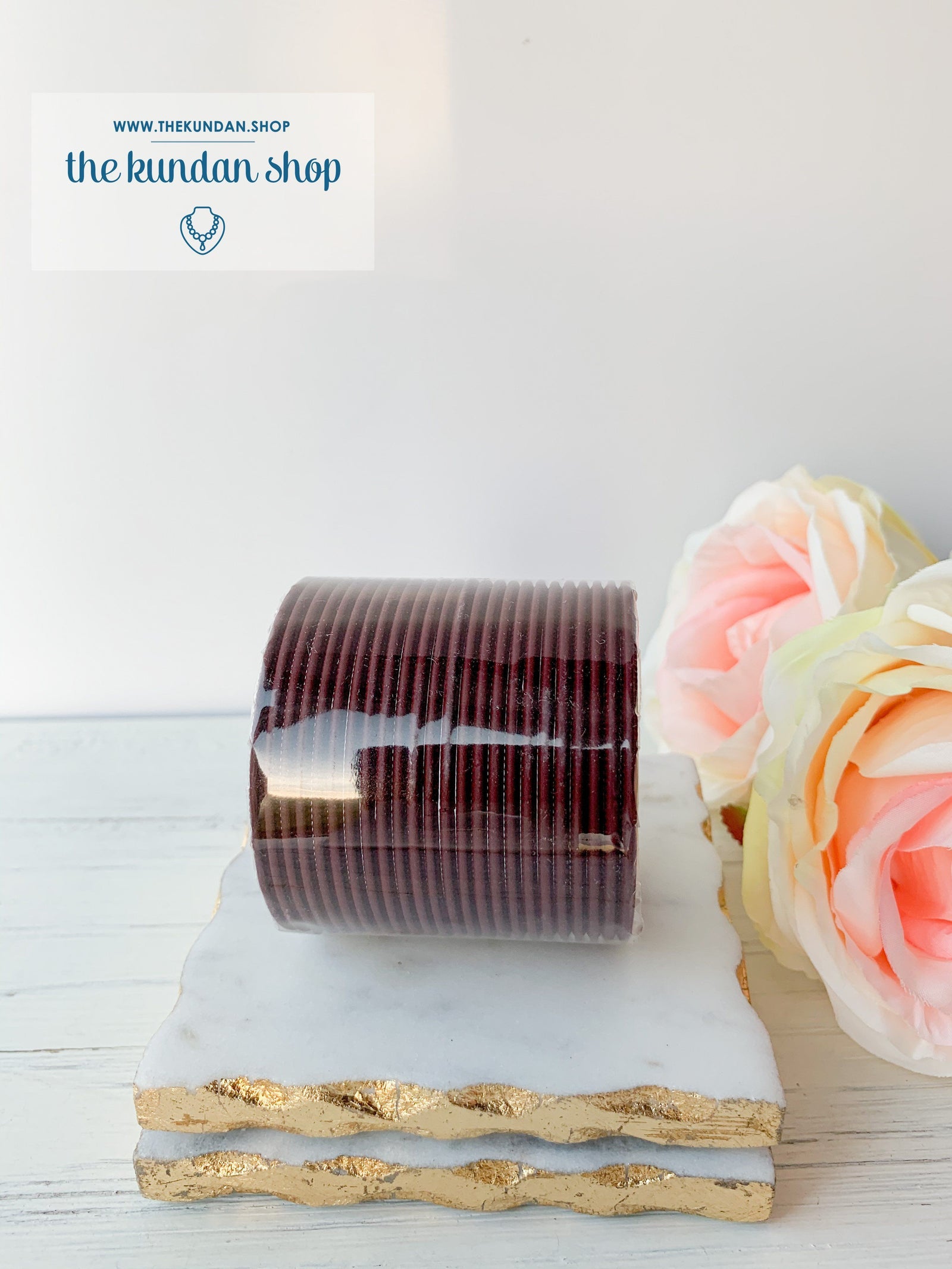 Chocolate Brown Bangle Stack, Bangles - THE KUNDAN SHOP