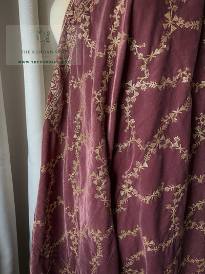 The Embroidered Vines in Mauve Dupatta THE KUNDAN SHOP 