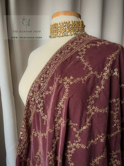 The Embroidered Vines in Mauve Dupatta THE KUNDAN SHOP 