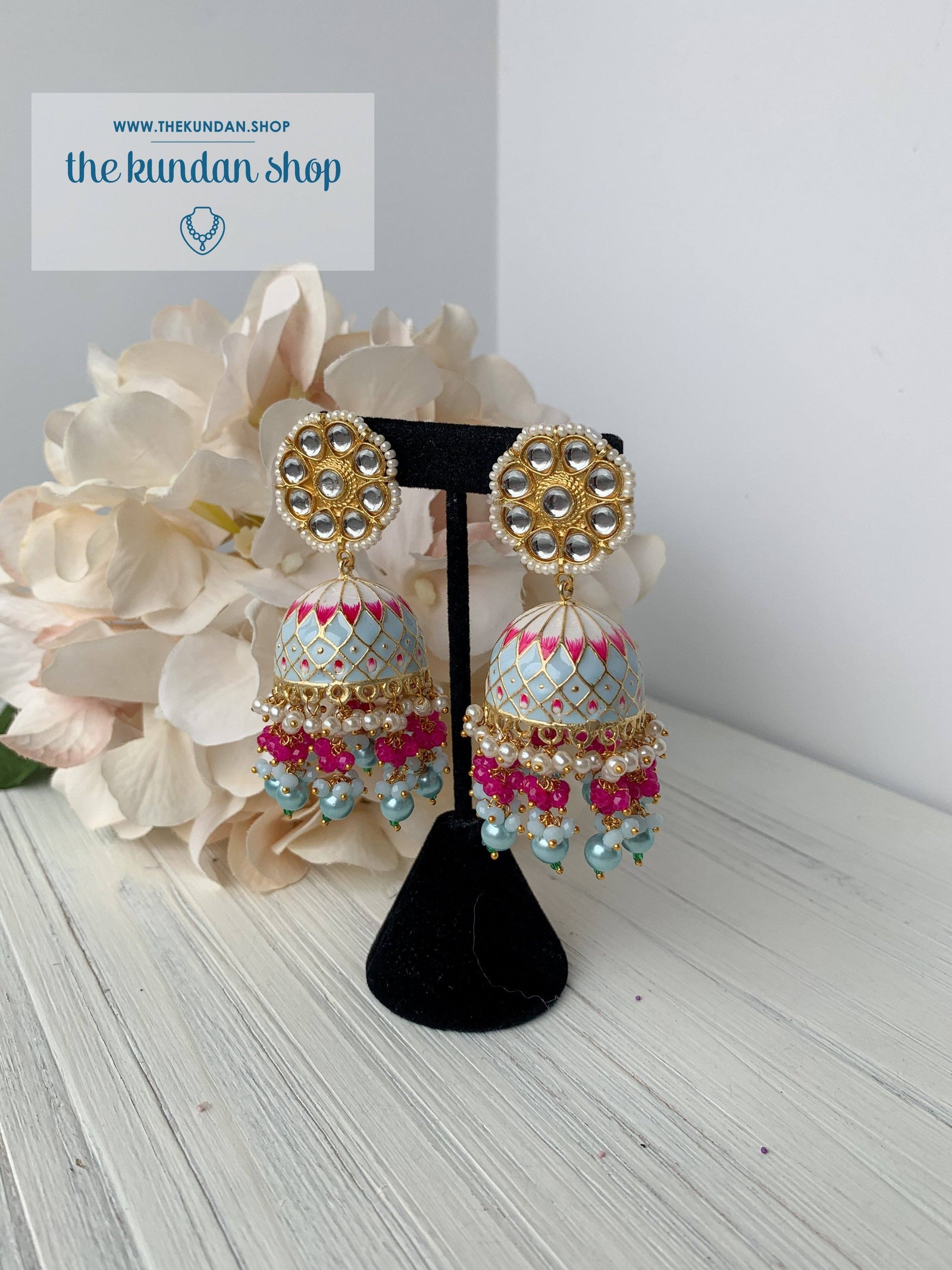 Solitude Jhumkis Earrings THE KUNDAN SHOP 