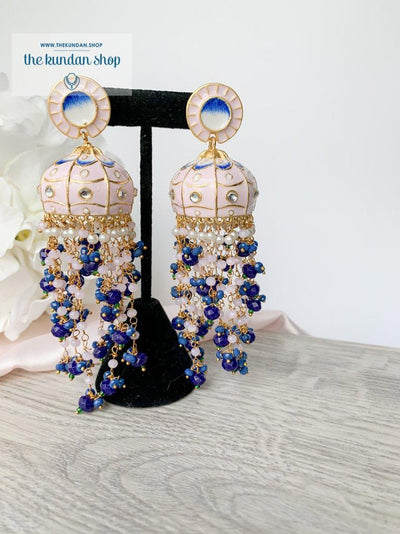 Beaded Drops in Meena Earrings THE KUNDAN SHOP Pastel Pink & Blue 
