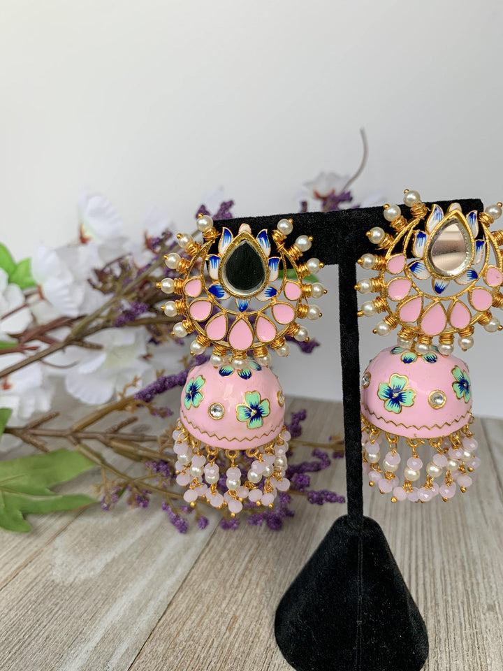 Summer Floral Jhumki's Earrings THE KUNDAN SHOP Pink 