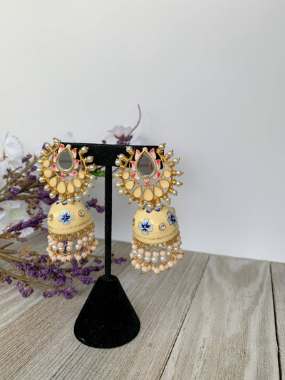 Summer Floral Jhumki's Earrings THE KUNDAN SHOP Yellow 