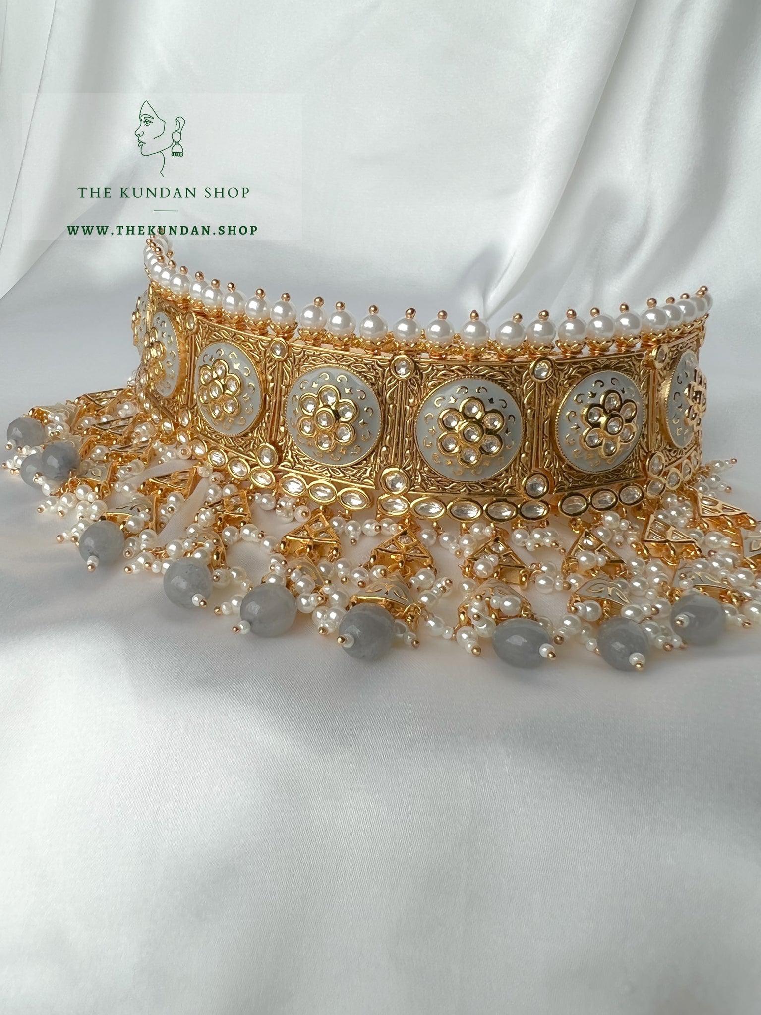 Intrigue in Grey Necklace Sets THE KUNDAN SHOP 