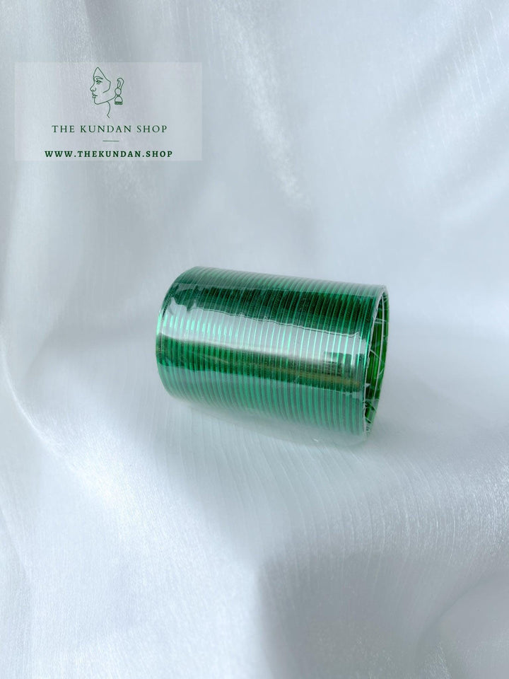 Metallic Bangle Stack - Traditional Green Bangles THE KUNDAN SHOP 