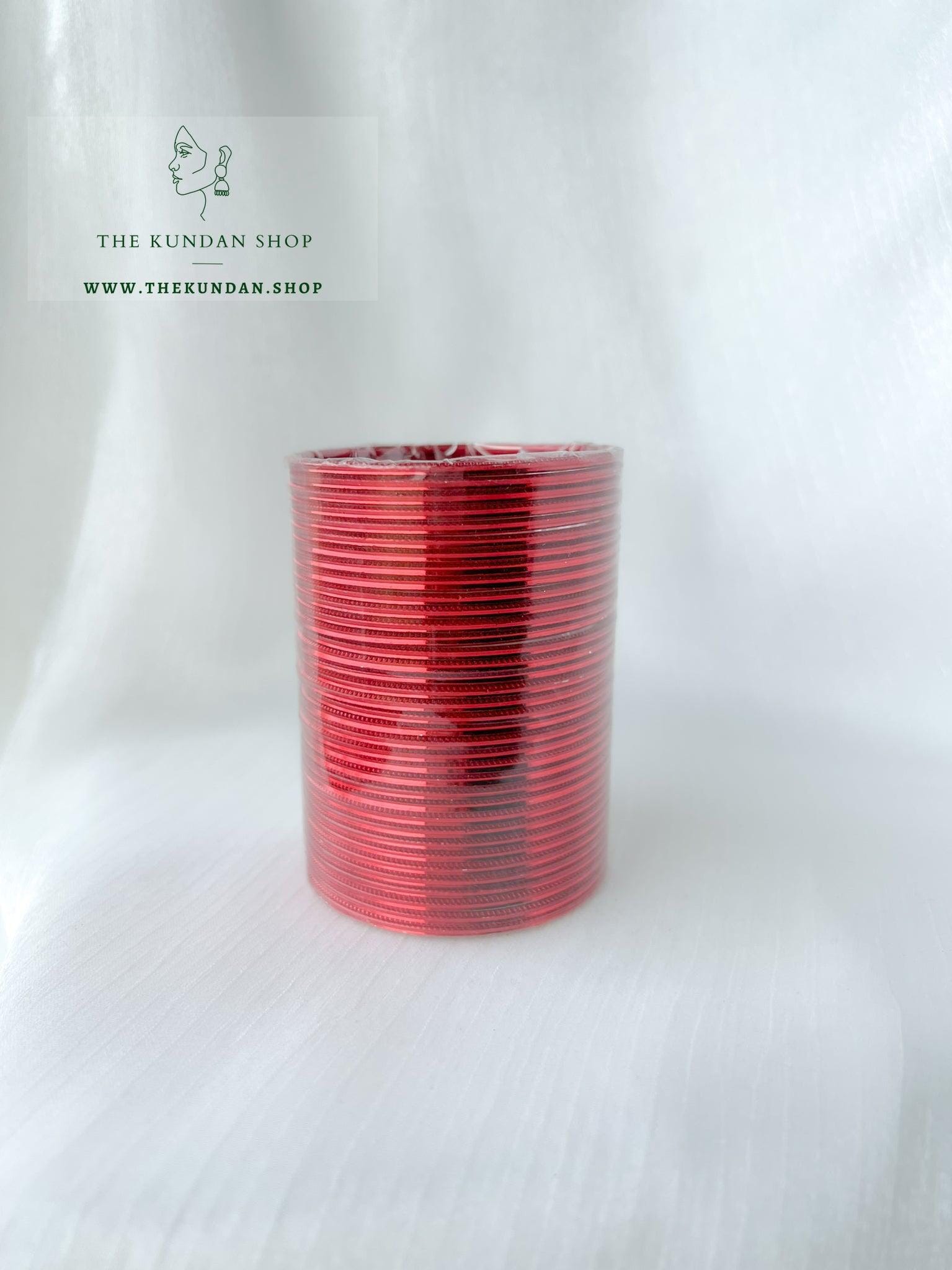 Metallic Bangle Stack - Dark Red Bangles THE KUNDAN SHOP 