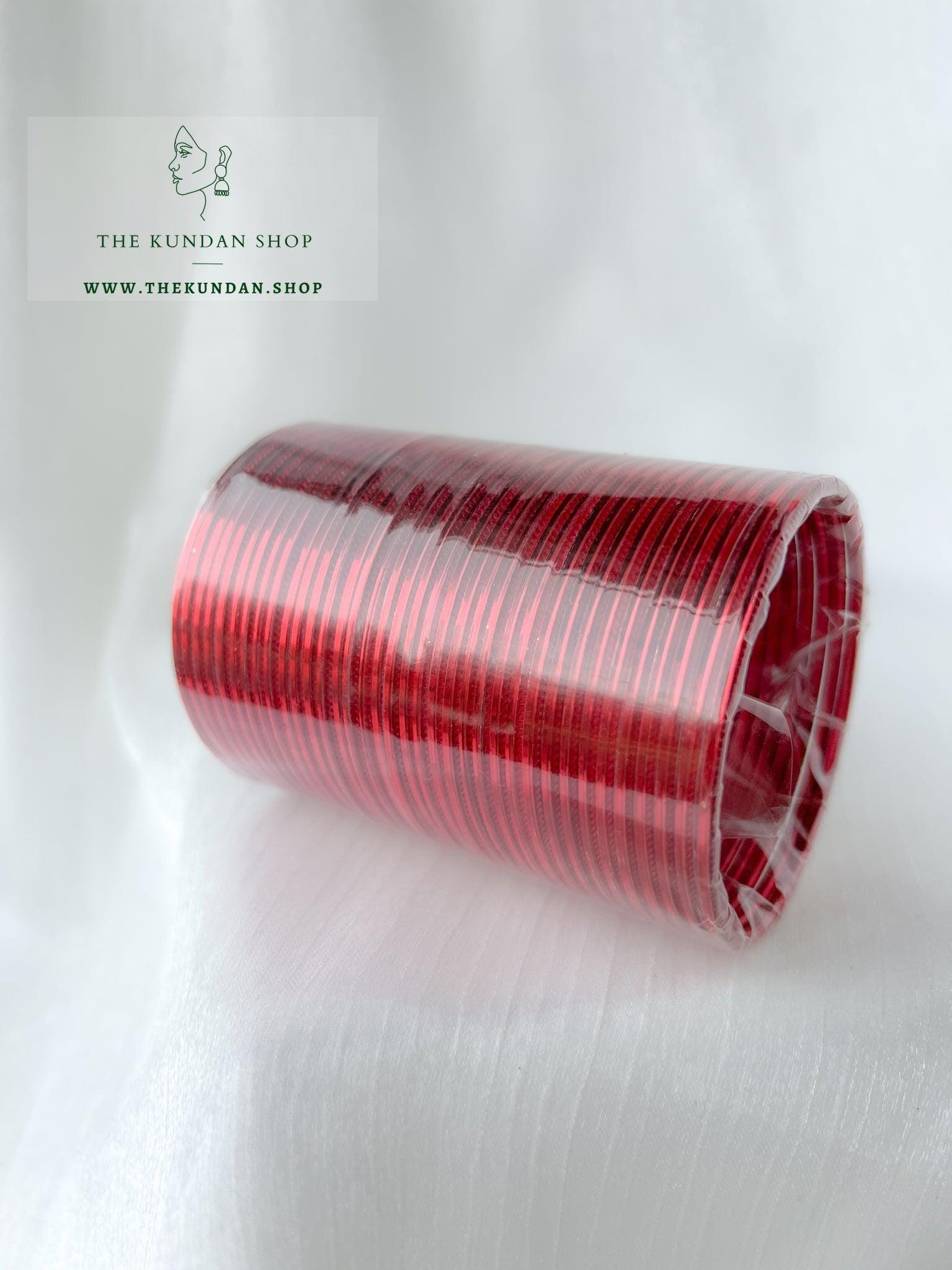 Metallic Bangle Stack - Dark Red Bangles THE KUNDAN SHOP 