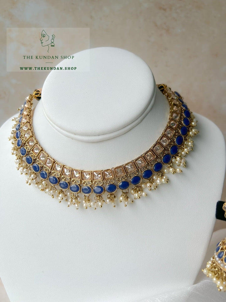 Illusive Polki in Midnight Blue Necklace Sets THE KUNDAN SHOP 