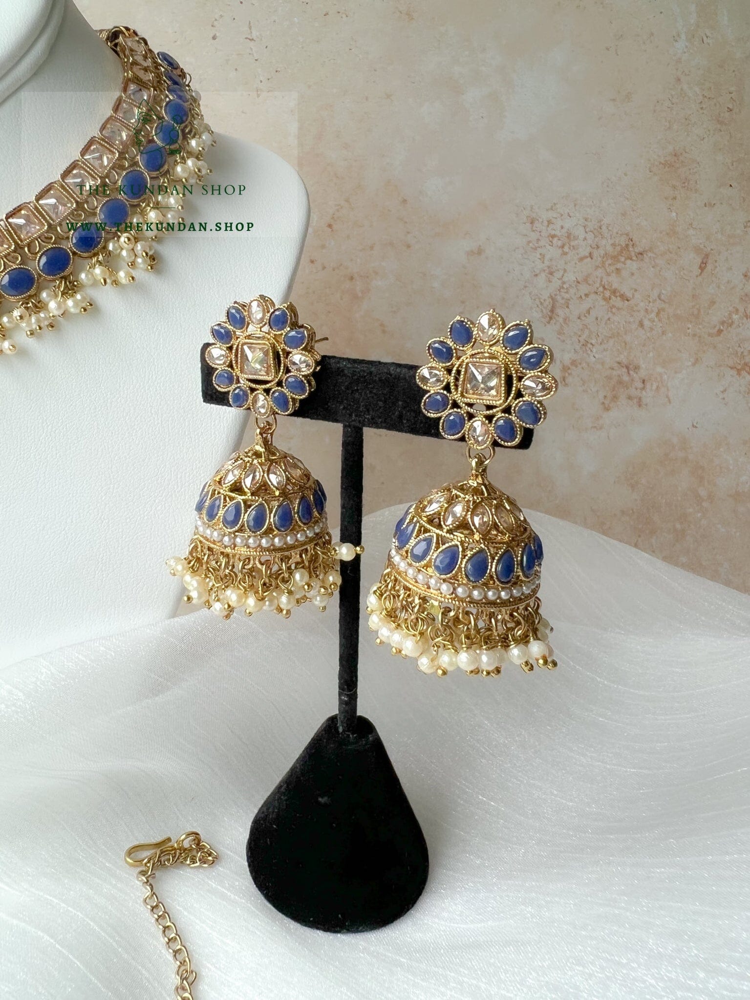 Illusive Polki in Midnight Blue Necklace Sets THE KUNDAN SHOP 