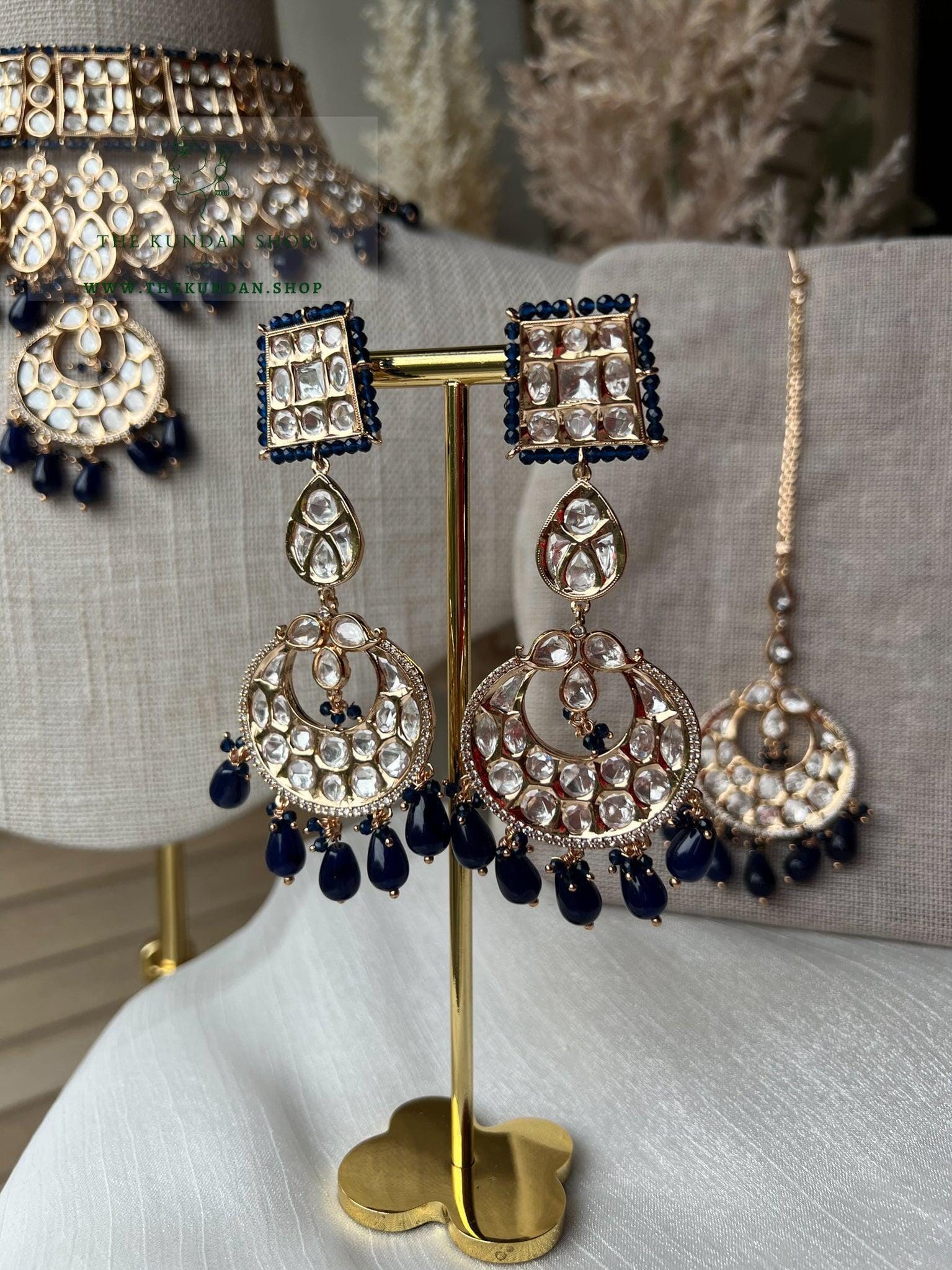 Distance in Midnight Blue Necklace Sets THE KUNDAN SHOP 