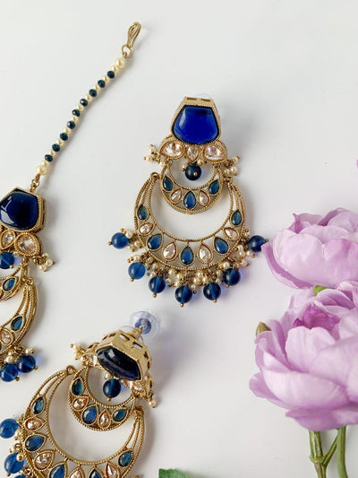 Dependant in Midnight Blue Jewelry Sets THE KUNDAN SHOP 