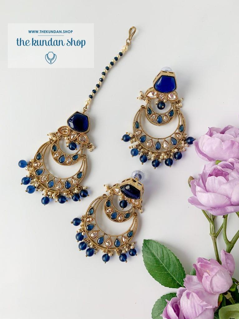 Dependant in Midnight Blue Jewelry Sets THE KUNDAN SHOP 