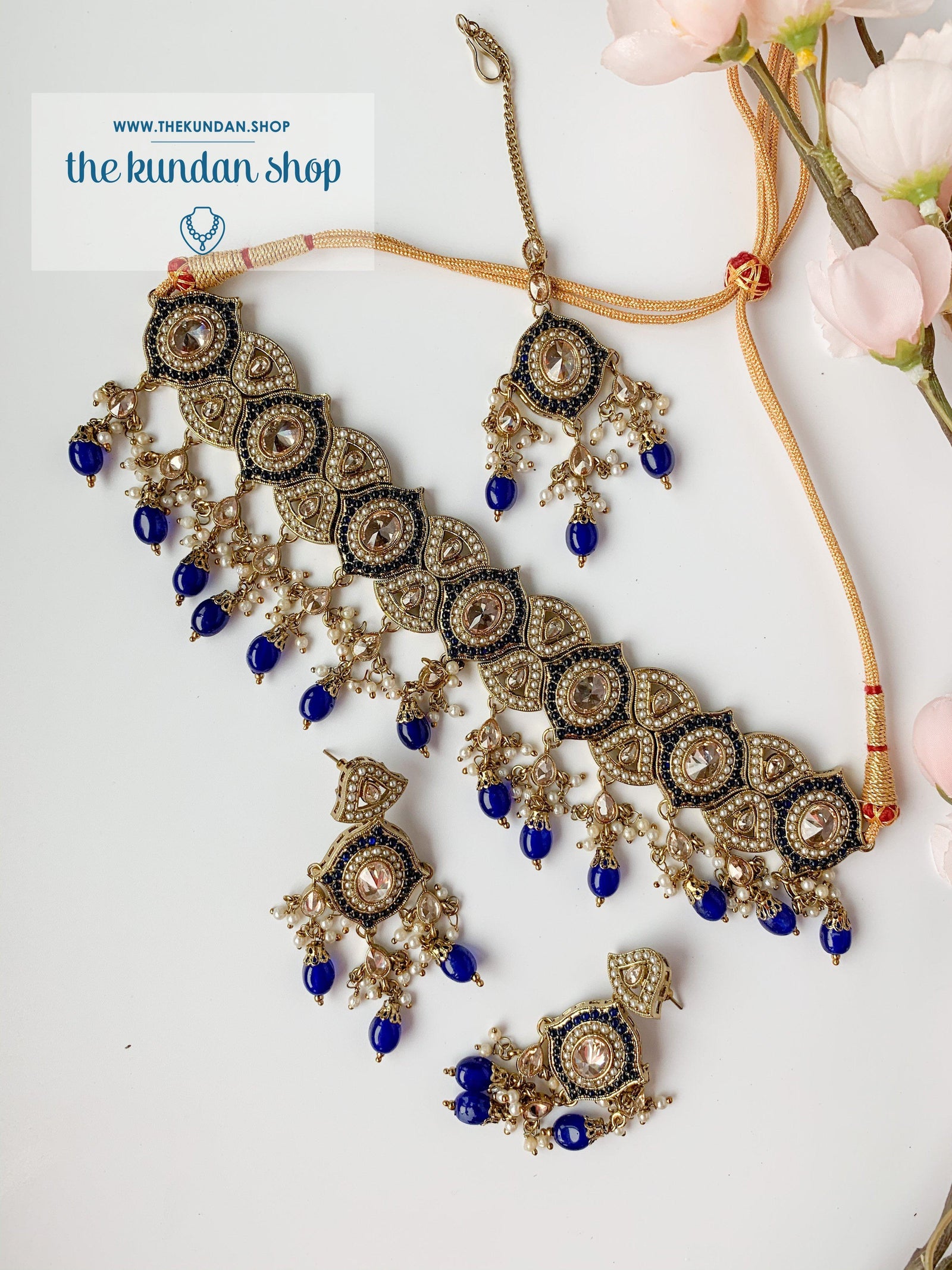 Entangled in Midnight Blue Necklace Sets THE KUNDAN SHOP 