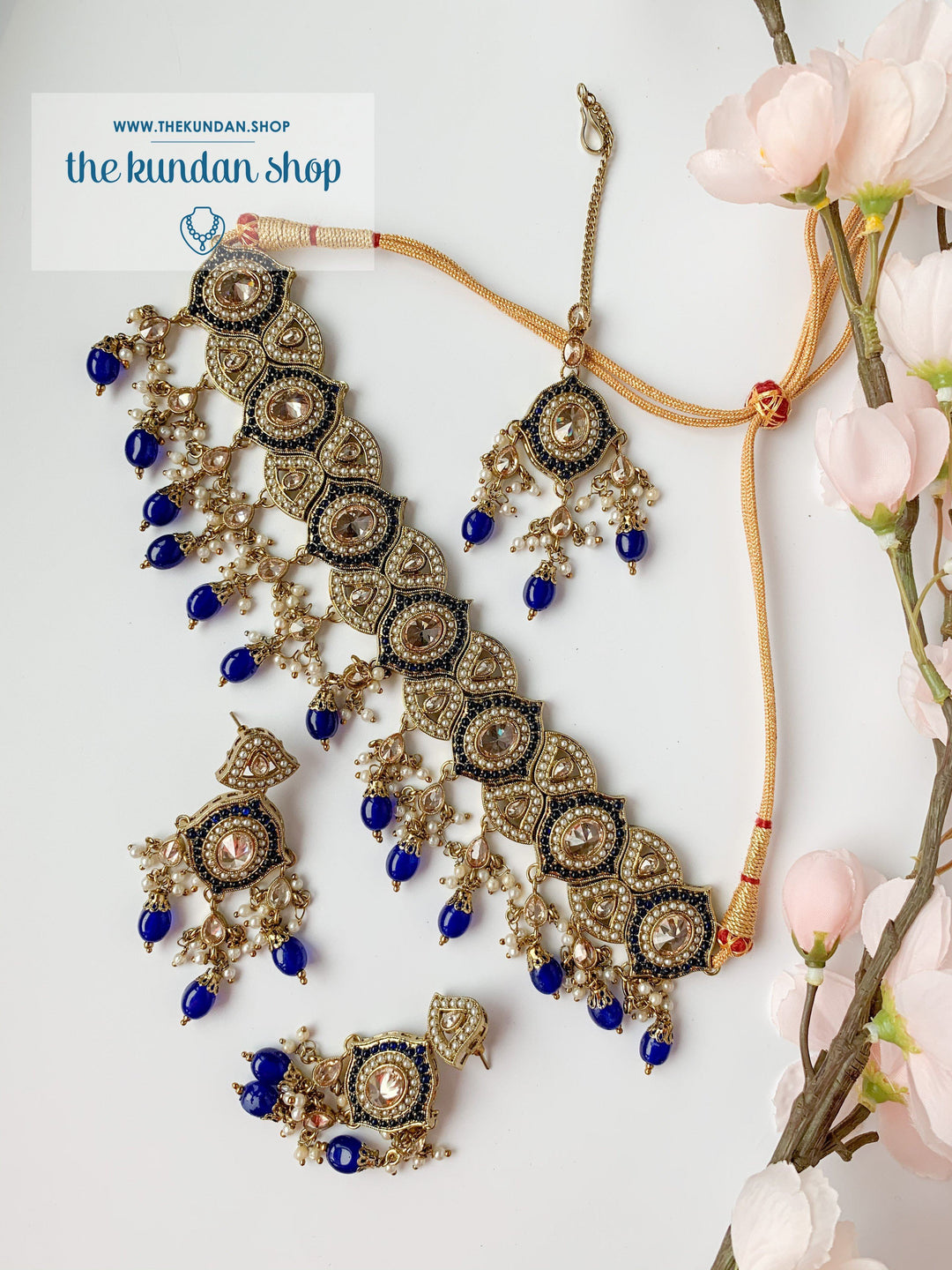 Entangled in Midnight Blue Necklace Sets THE KUNDAN SHOP 
