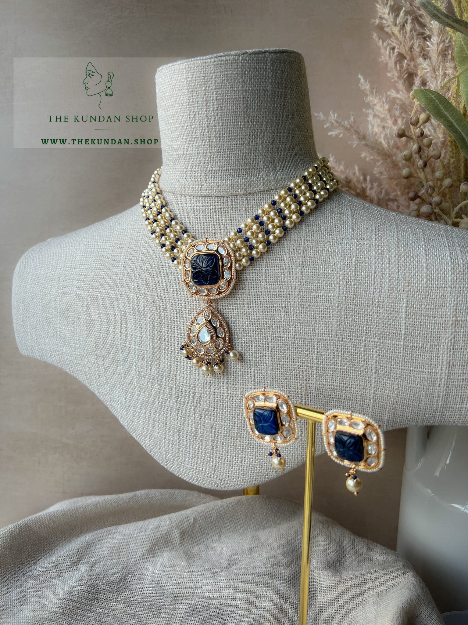 Plenty in Midnight Blue Necklace Sets THE KUNDAN SHOP 