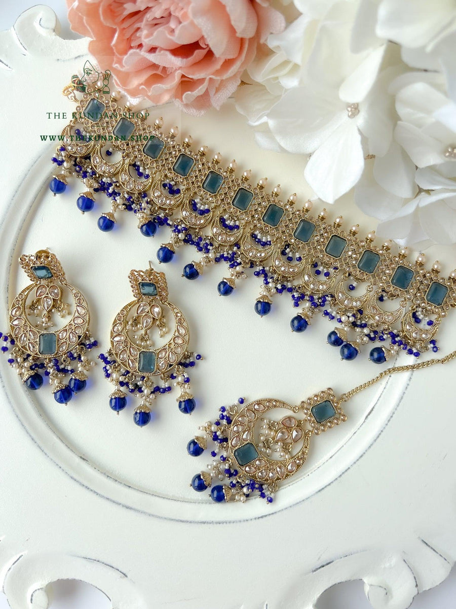 Love Always in Midnight Blue Necklace Sets THE KUNDAN SHOP 