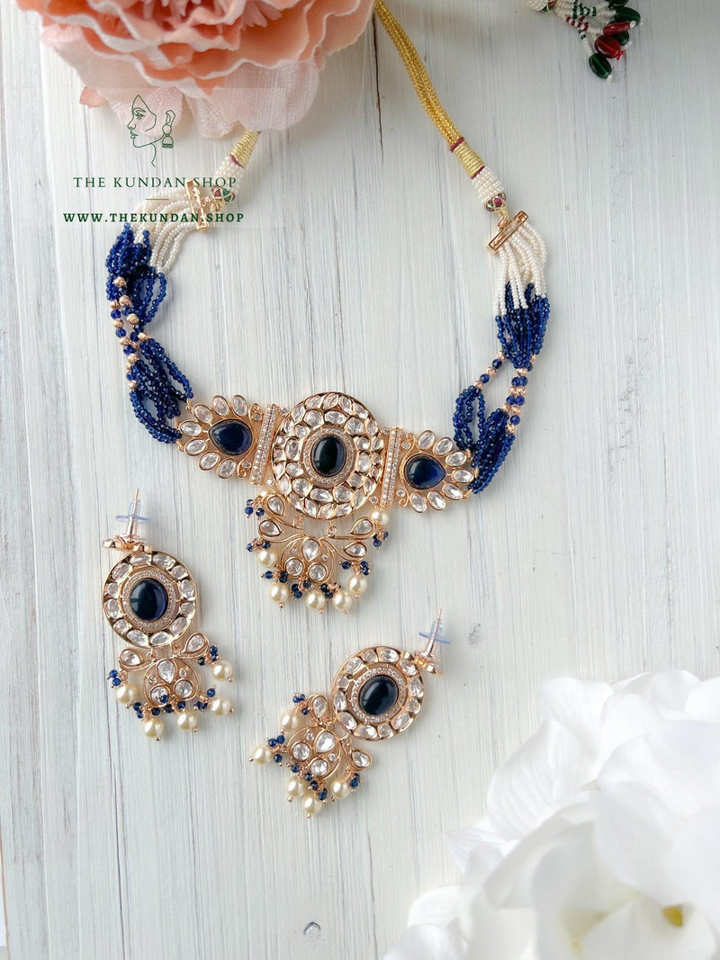Idyllic Kundan in Midnight Blue Necklace Sets THE KUNDAN SHOP 