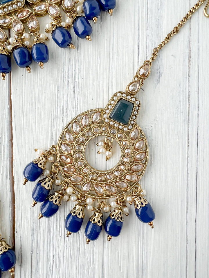 Second Glance in Midnight Blue Necklace Sets THE KUNDAN SHOP 