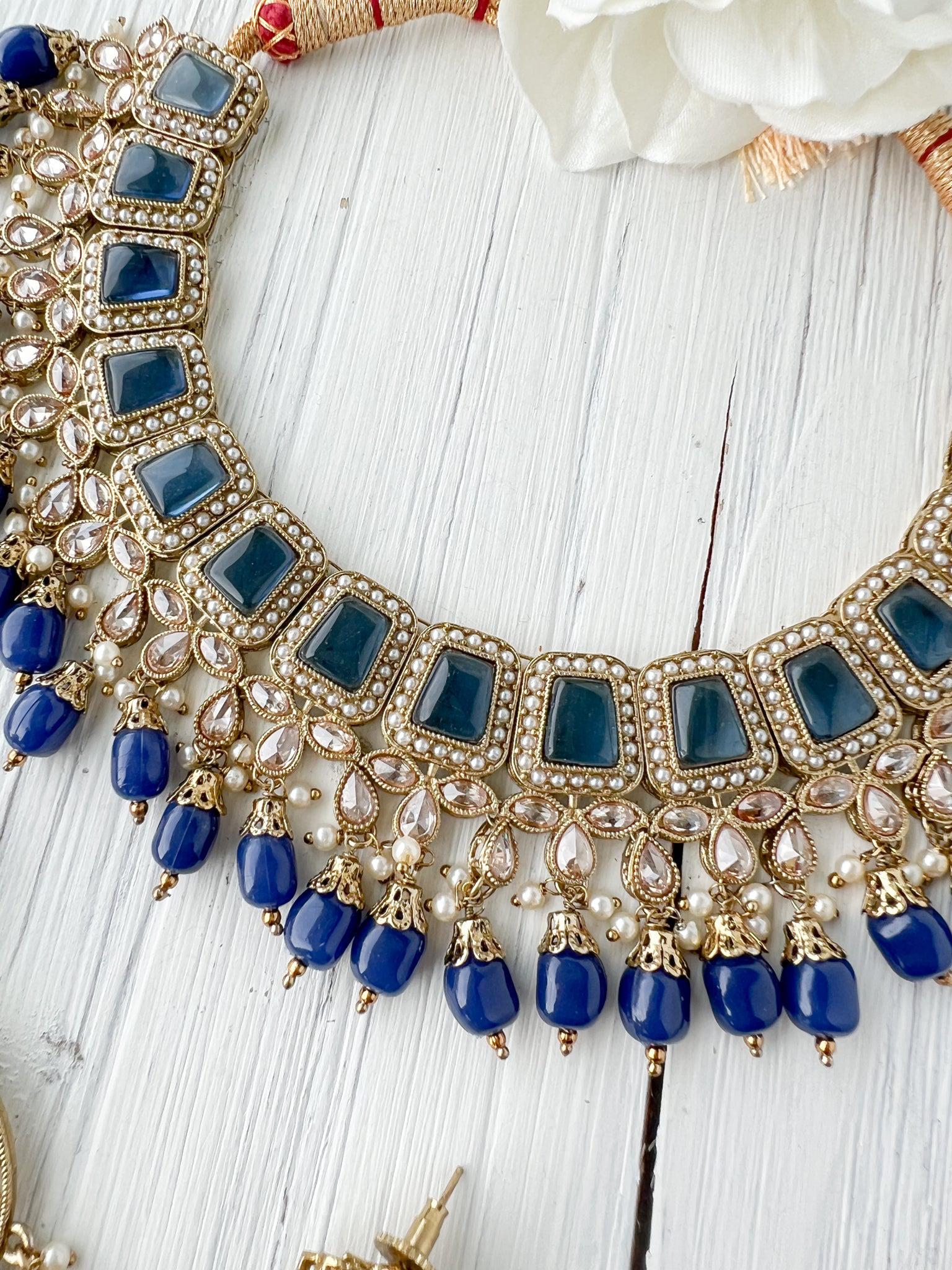 Second Glance in Midnight Blue Necklace Sets THE KUNDAN SHOP 