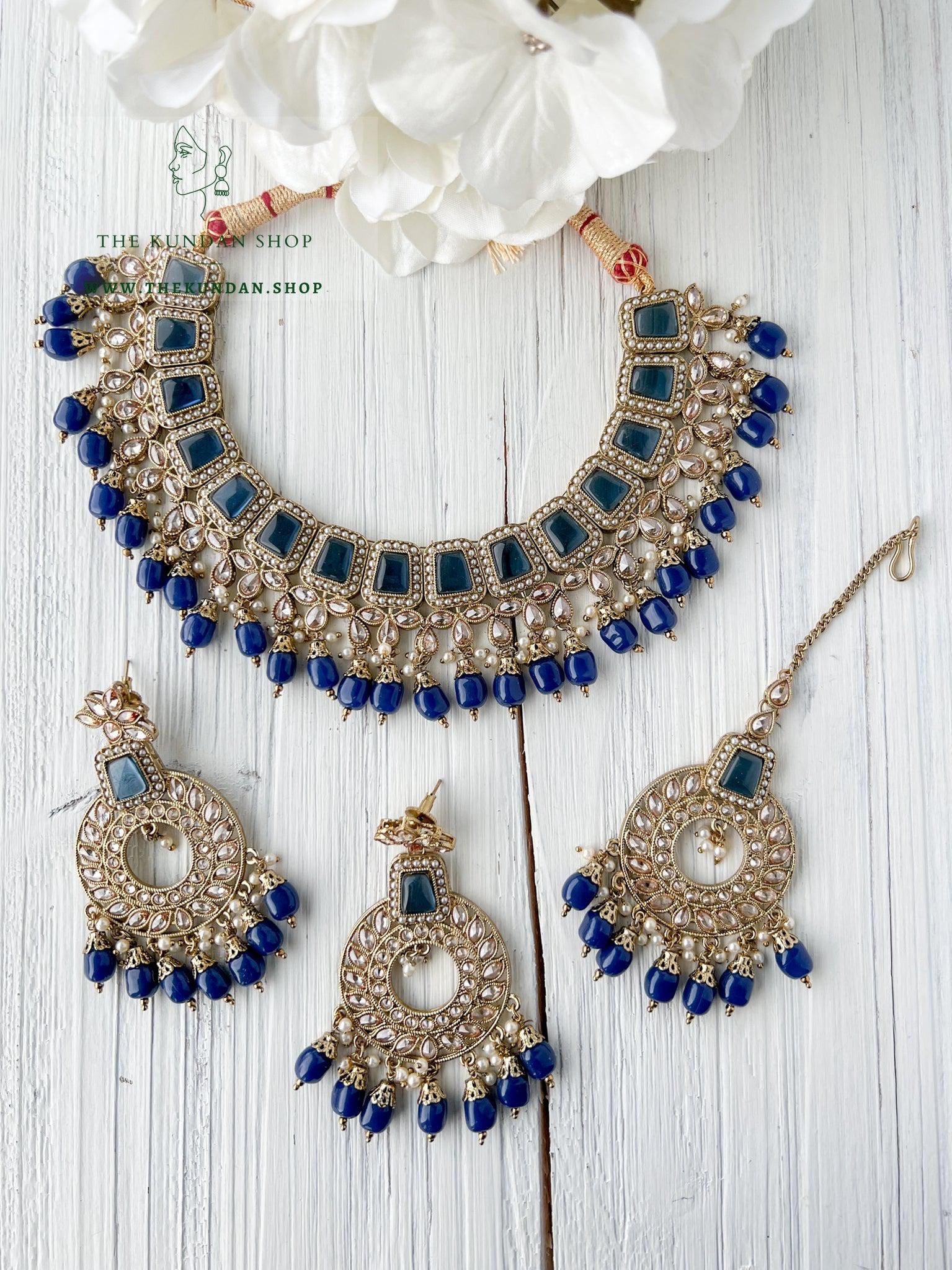 Second Glance in Midnight Blue Necklace Sets THE KUNDAN SHOP 