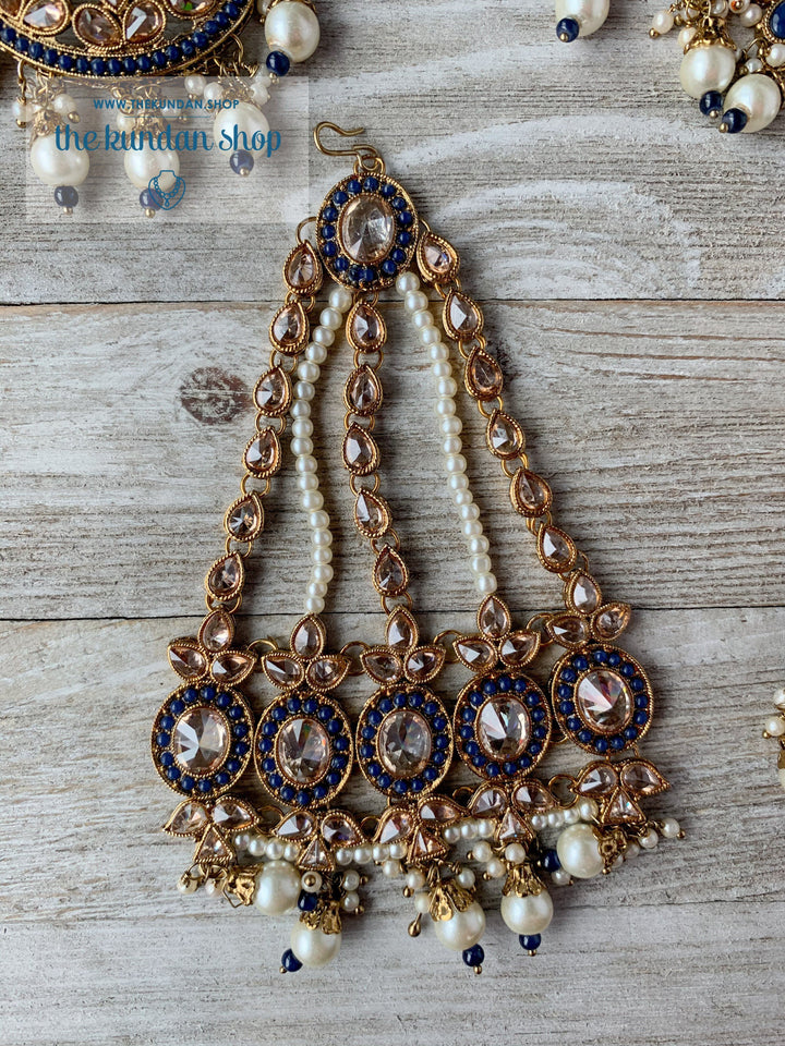 Dignify Set in Midnight Blue Necklace Sets THE KUNDAN SHOP 