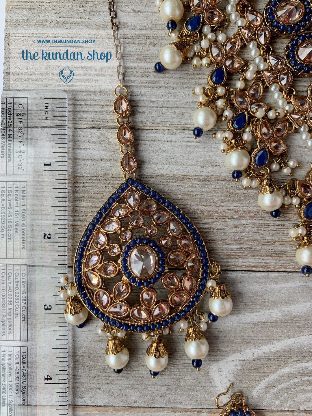 Dignify Set in Midnight Blue Necklace Sets THE KUNDAN SHOP 