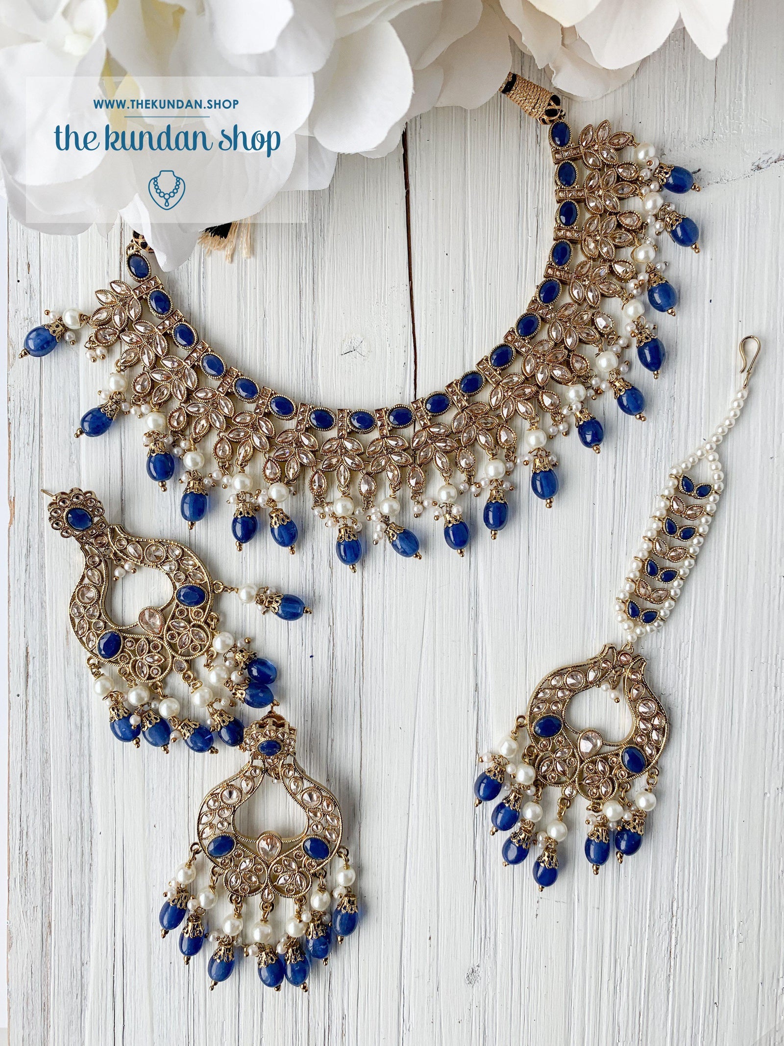 Runaway in Midnight Blue Necklace Sets THE KUNDAN SHOP 