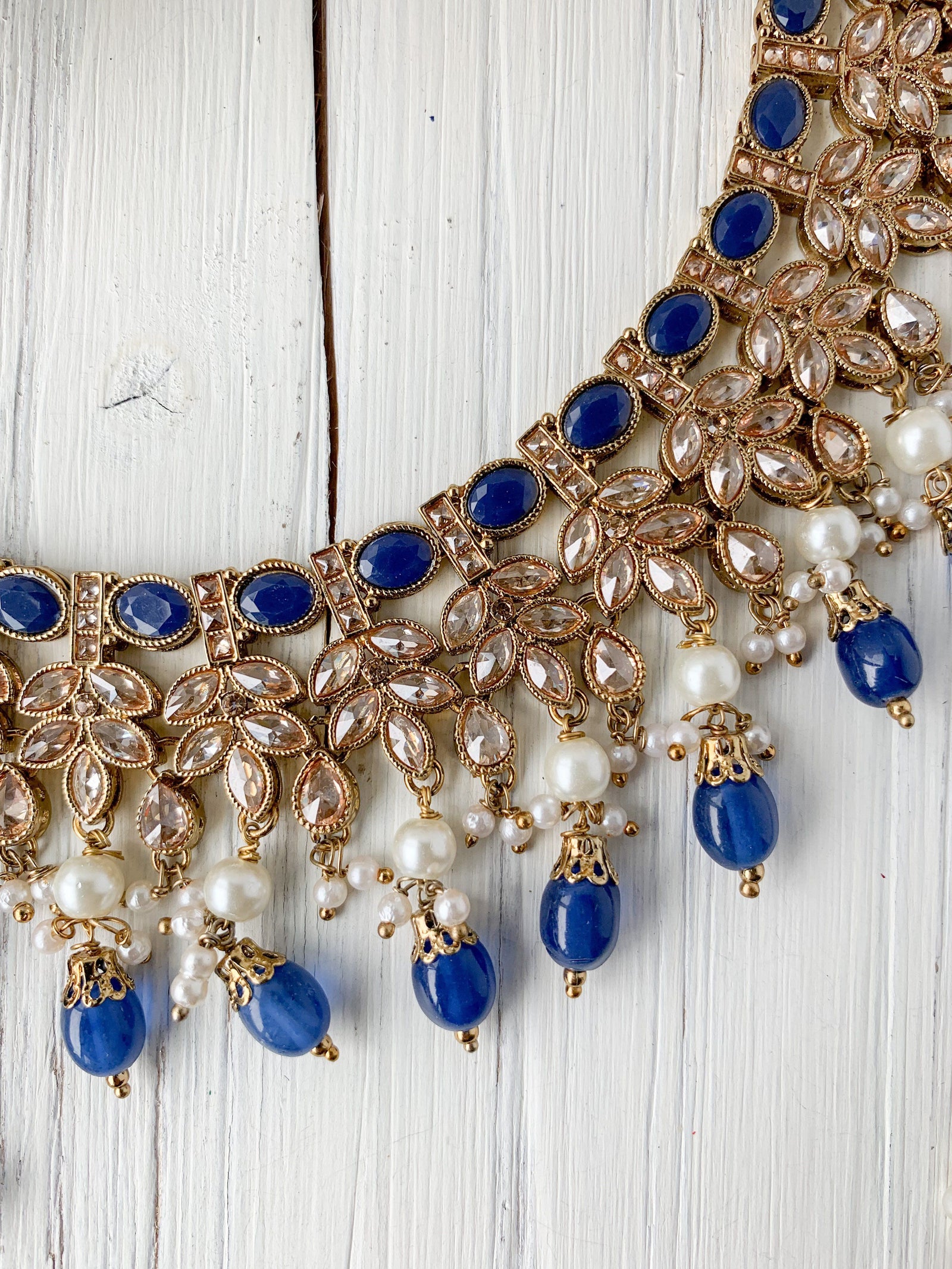 Runaway in Midnight Blue Necklace Sets THE KUNDAN SHOP 