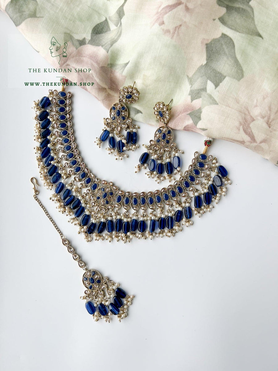 Tonights Best in Midnight Blue Necklace Sets THE KUNDAN SHOP 