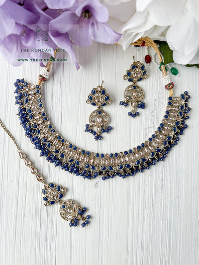 Sensitive in Midnight Blue Necklace Sets THE KUNDAN SHOP 