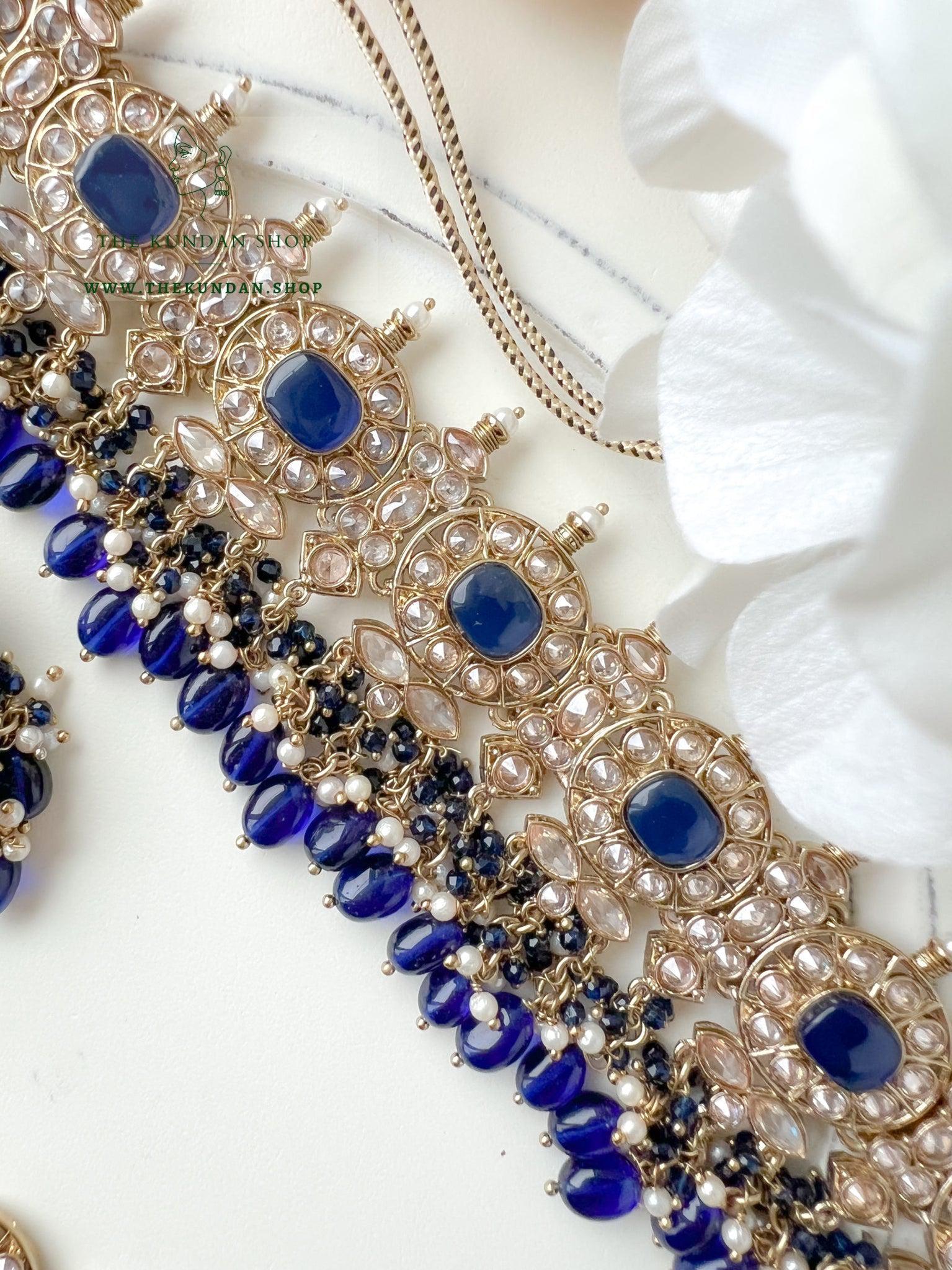 Temptation in Midnight Blue Necklace Sets THE KUNDAN SHOP 